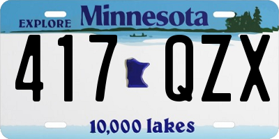 MN license plate 417QZX