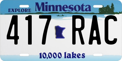 MN license plate 417RAC