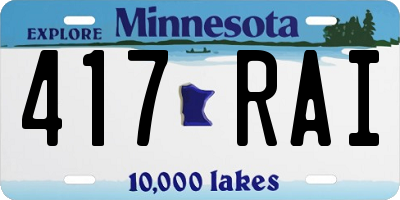 MN license plate 417RAI