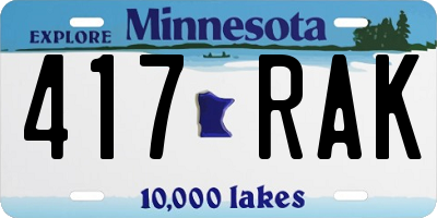 MN license plate 417RAK