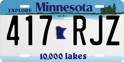 MN license plate 417RJZ