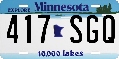 MN license plate 417SGQ