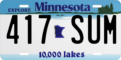 MN license plate 417SUM