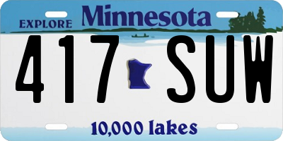MN license plate 417SUW
