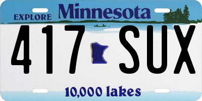 MN license plate 417SUX