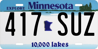 MN license plate 417SUZ