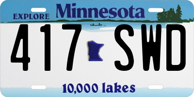 MN license plate 417SWD
