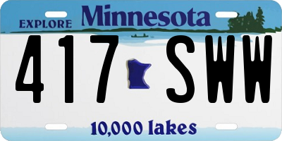 MN license plate 417SWW