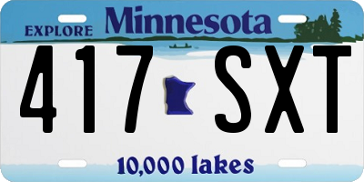 MN license plate 417SXT