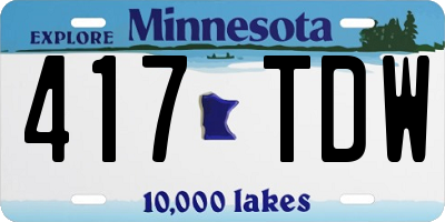 MN license plate 417TDW