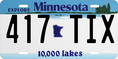 MN license plate 417TIX