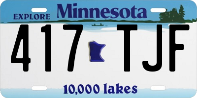 MN license plate 417TJF