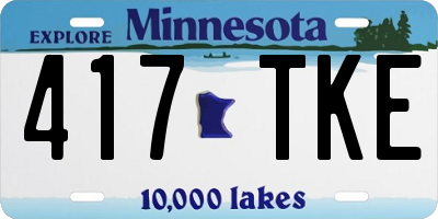MN license plate 417TKE
