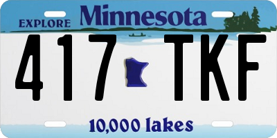 MN license plate 417TKF