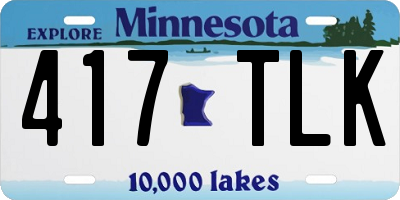MN license plate 417TLK