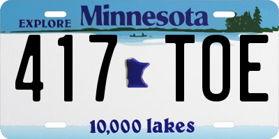 MN license plate 417TOE