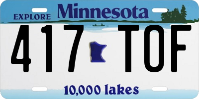 MN license plate 417TOF