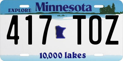 MN license plate 417TOZ