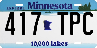 MN license plate 417TPC