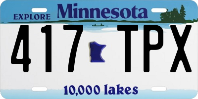 MN license plate 417TPX