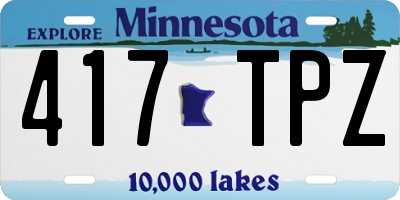 MN license plate 417TPZ