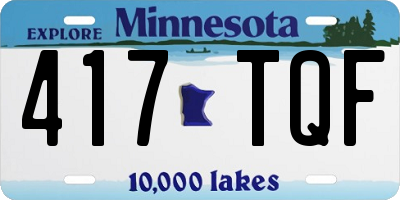 MN license plate 417TQF