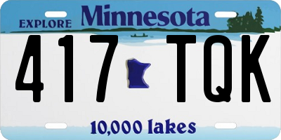 MN license plate 417TQK