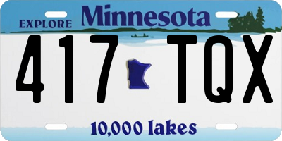 MN license plate 417TQX