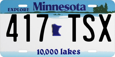MN license plate 417TSX