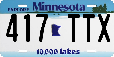 MN license plate 417TTX