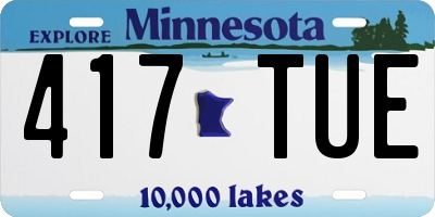 MN license plate 417TUE