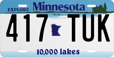 MN license plate 417TUK
