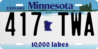 MN license plate 417TWA
