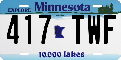 MN license plate 417TWF