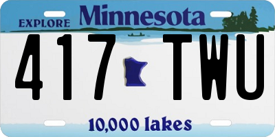 MN license plate 417TWU