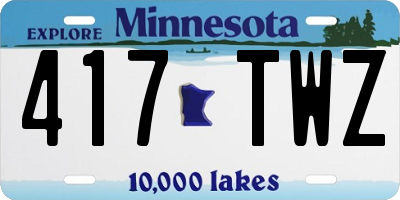 MN license plate 417TWZ