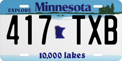 MN license plate 417TXB