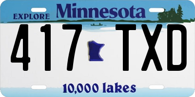 MN license plate 417TXD