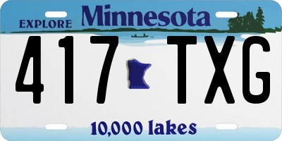MN license plate 417TXG