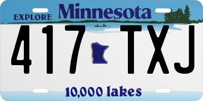 MN license plate 417TXJ