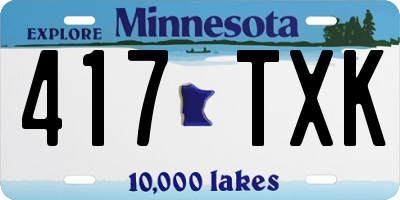 MN license plate 417TXK
