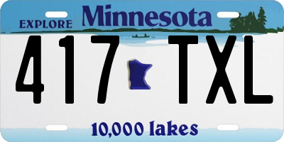 MN license plate 417TXL
