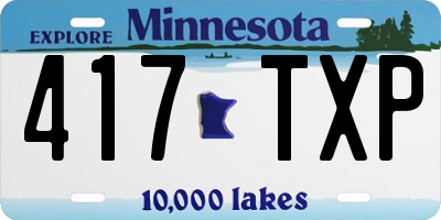 MN license plate 417TXP