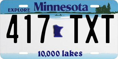 MN license plate 417TXT