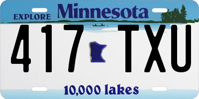 MN license plate 417TXU