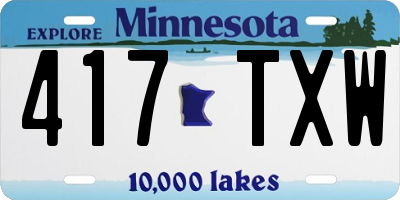 MN license plate 417TXW
