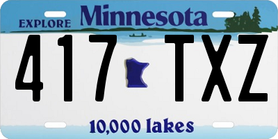 MN license plate 417TXZ