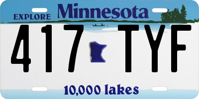 MN license plate 417TYF