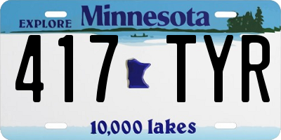 MN license plate 417TYR