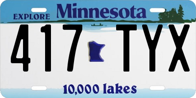 MN license plate 417TYX